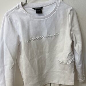 Armani Exchange Kids White Long-Sleeve Embroidered Logo Tee